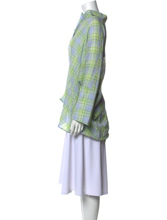 La Vie Style House Plaid Print Long Sleeve Button-Up Top