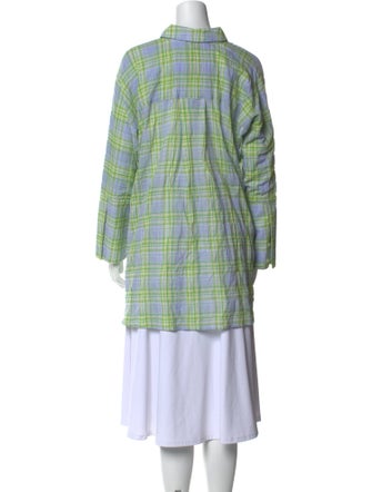 La Vie Style House Plaid Print Long Sleeve Button-Up Top