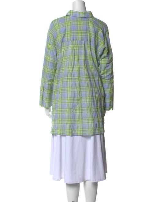 La Vie Style House Plaid Print Long Sleeve Button-Up Top