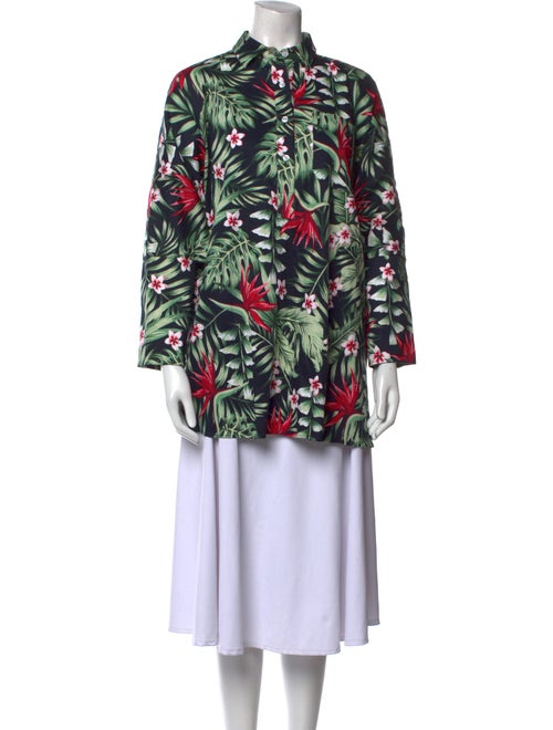 La Vie Style House Floral Print Mock Neck Tunic