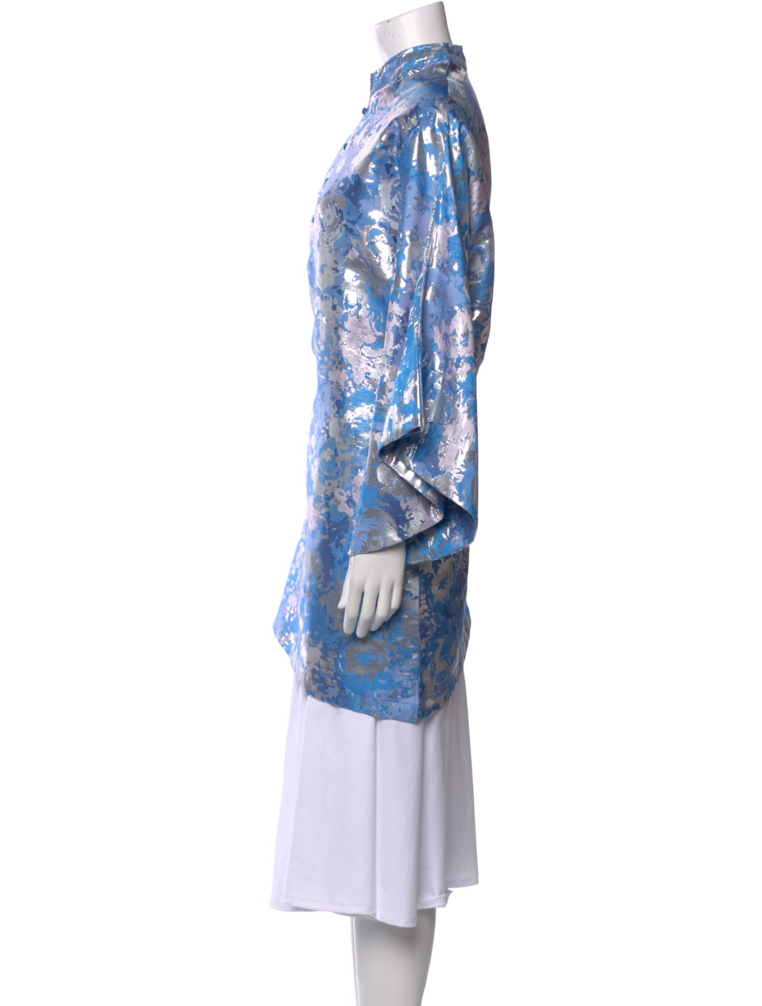 La Vie Style House Floral Print Mock Neck Tunic