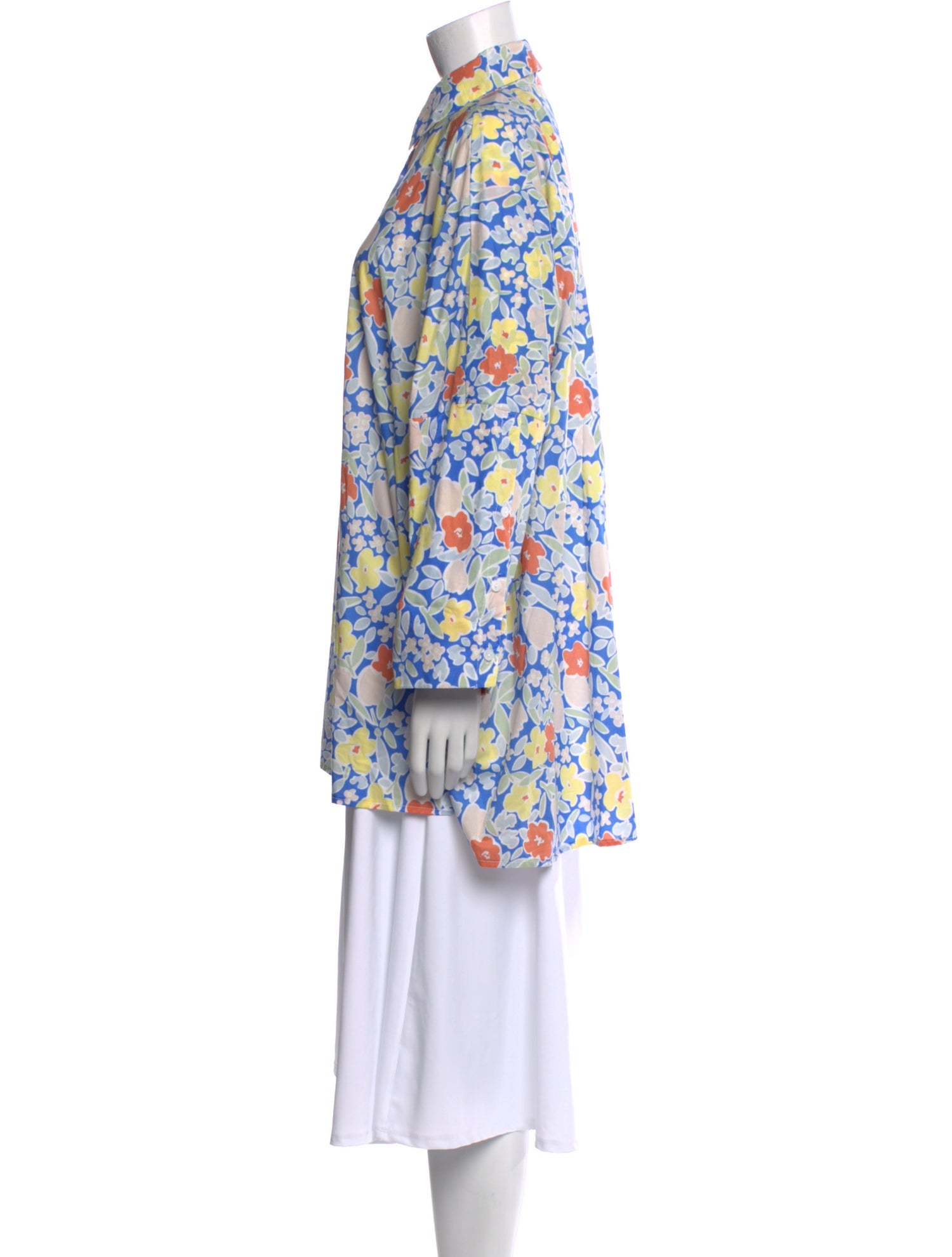 La Vie Style House Floral Print Mock Neck Tunic