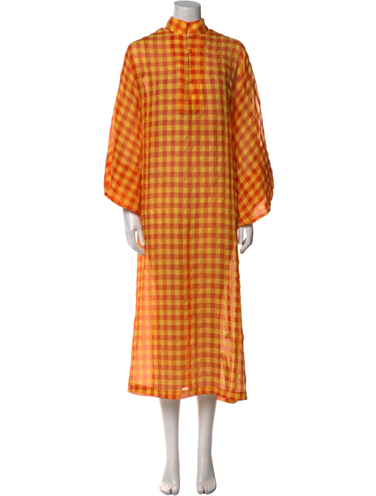 La Vie Style House Plaid Print Long Dress