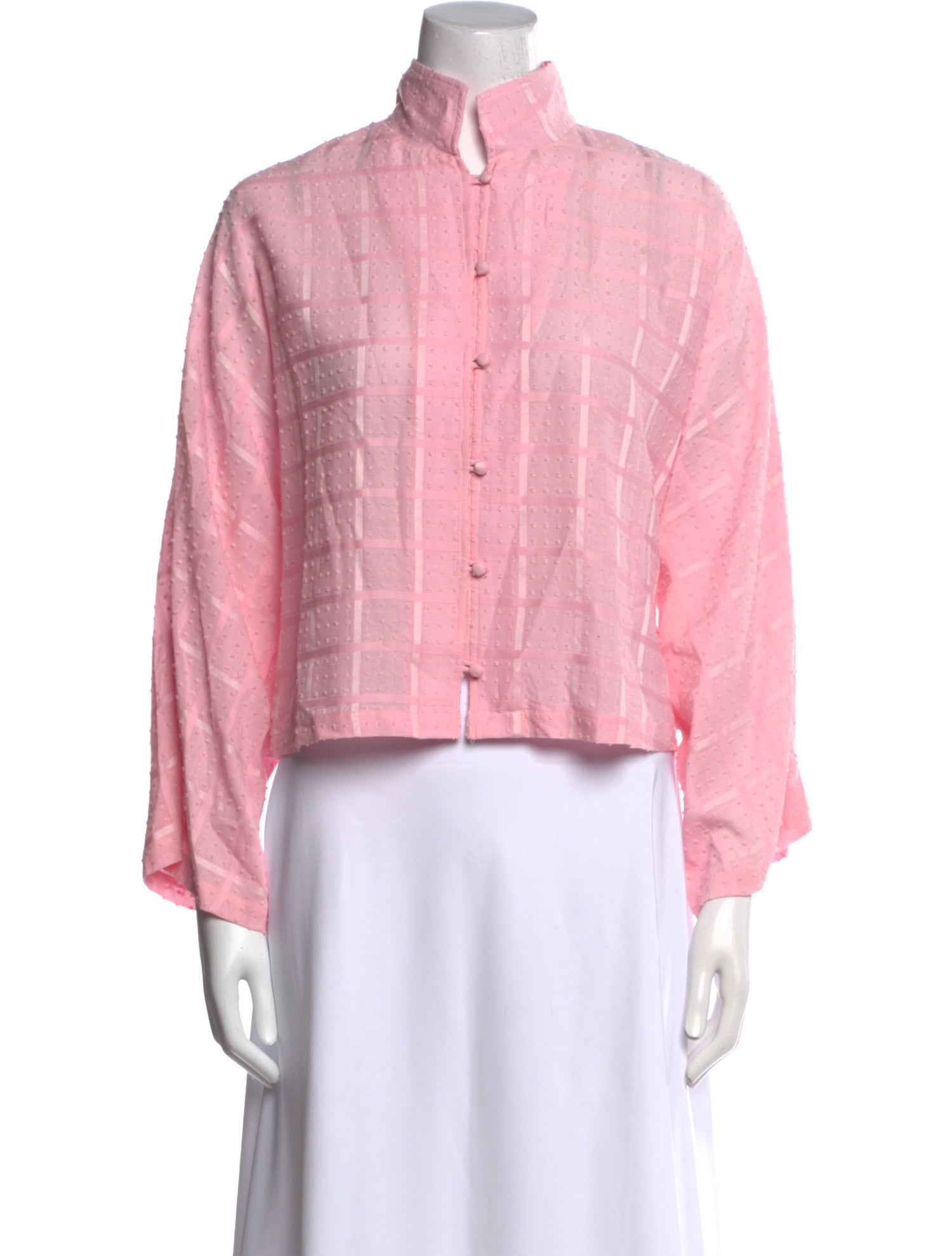 La Vie Style House Plaid Print Mock Neck Crop Top w/ Tags