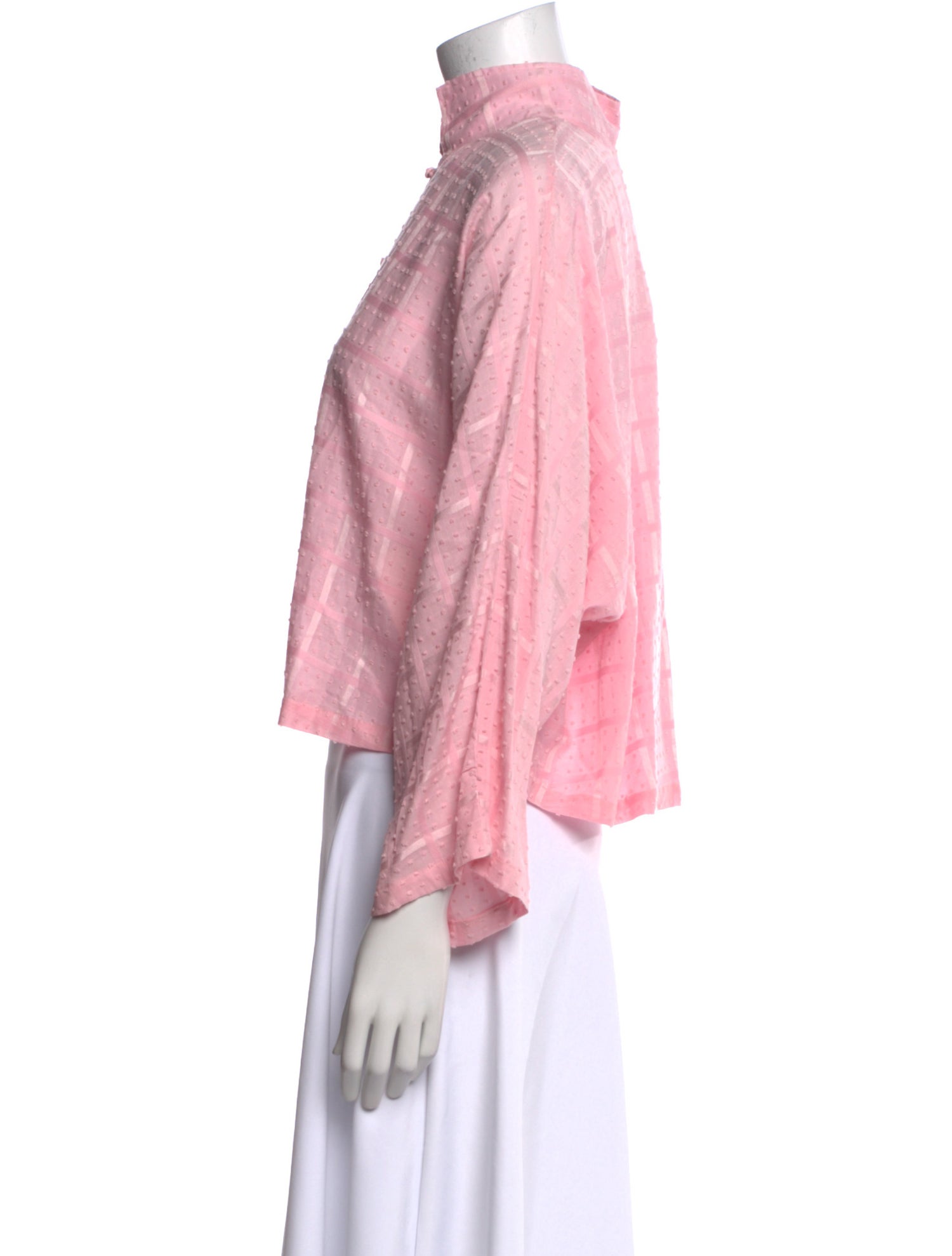 La Vie Style House Plaid Print Mock Neck Crop Top w/ Tags