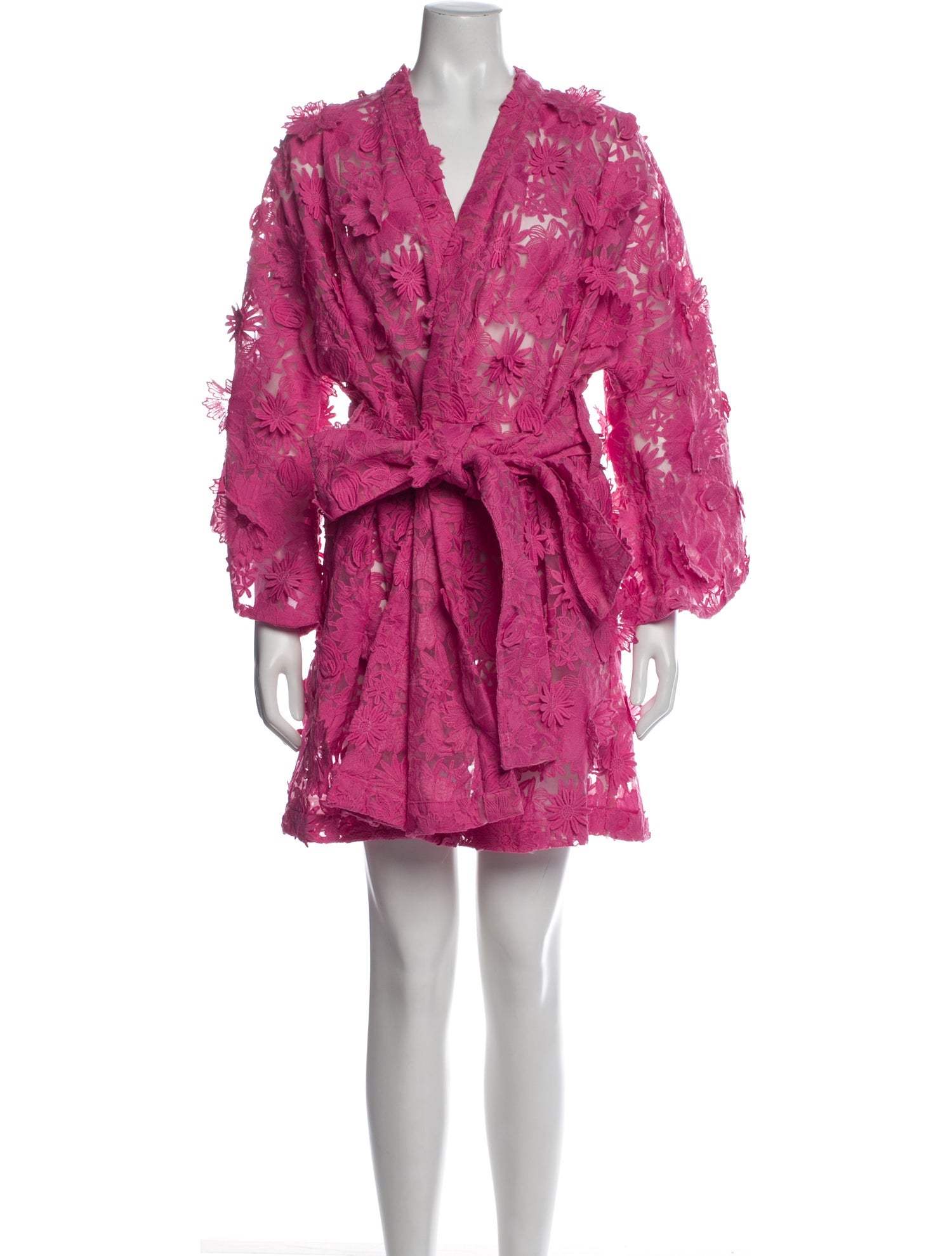 knee length dresses for ladies Samantha Pink Sequined Long Sleeve Wrap Dress