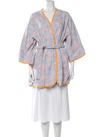 Pre-owned La Vie Style House Floral Print Robe In Pink