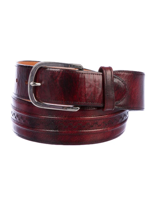 Lucchese Leather Buckle Belt red