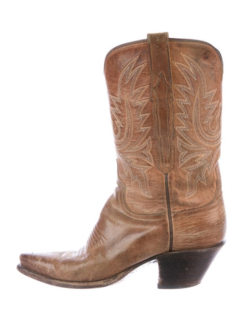 Lucchese Embroidered Accent Western Boots Brown