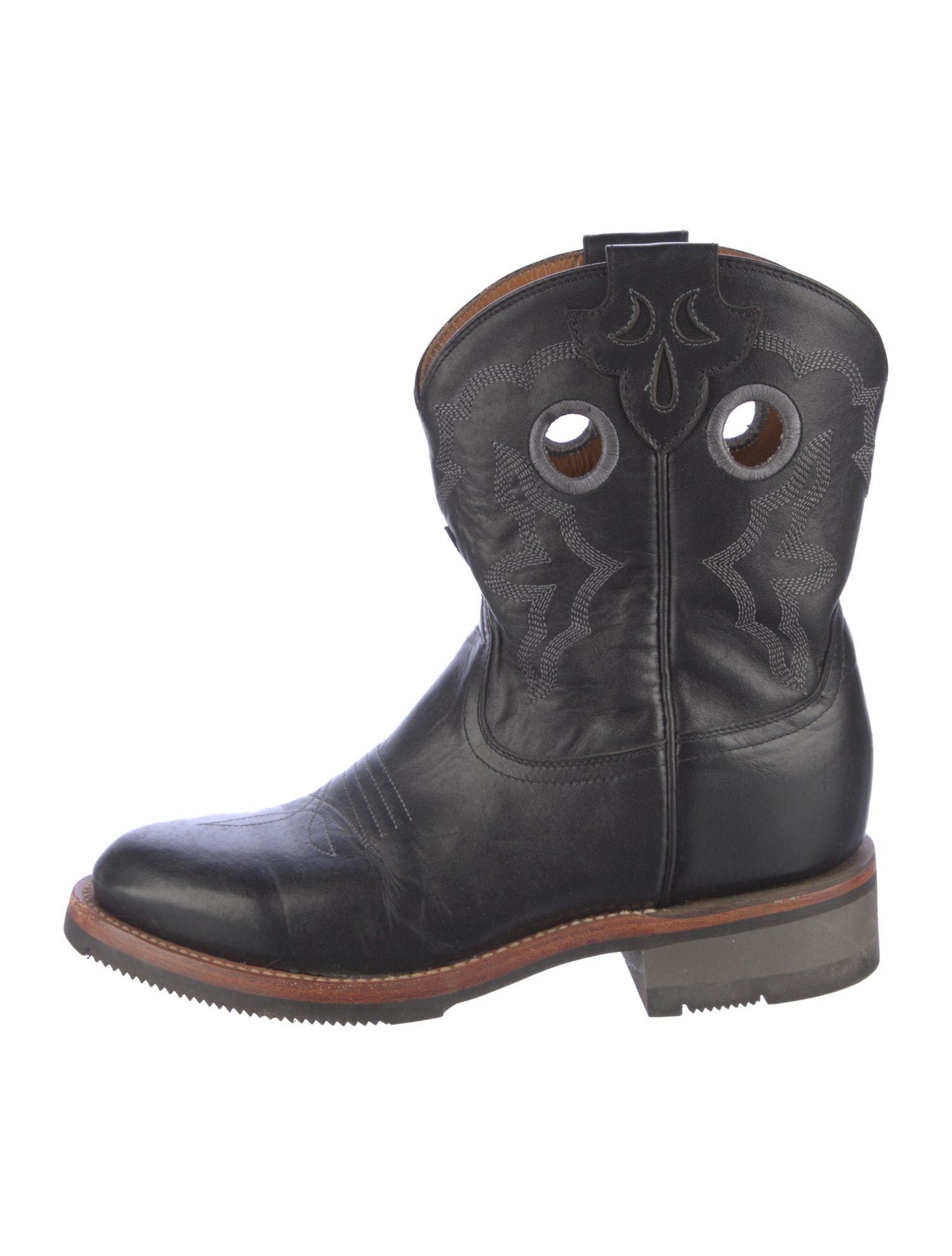 Lucchese Leather Floral Print Western Boots