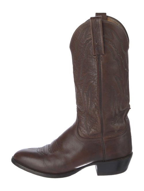 Lucchese Leather Embroidered Accent Western Boots