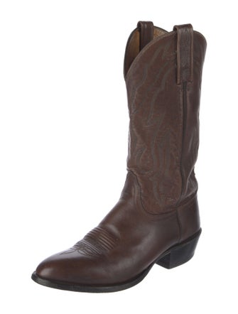 Lucchese Leather Embroidered Accent Western Boots