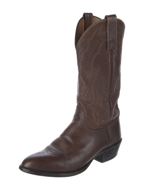 Lucchese Leather Embroidered Accent Western Boots