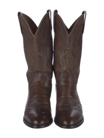 Lucchese Leather Embroidered Accent Western Boots