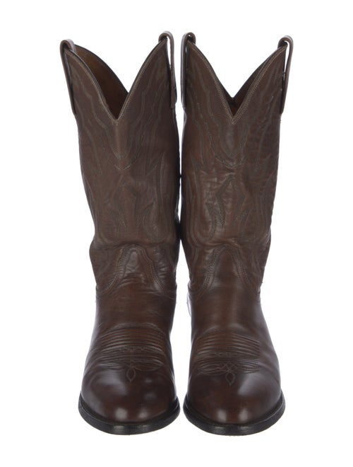 Lucchese Leather Embroidered Accent Western Boots