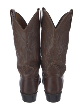Lucchese Leather Embroidered Accent Western Boots