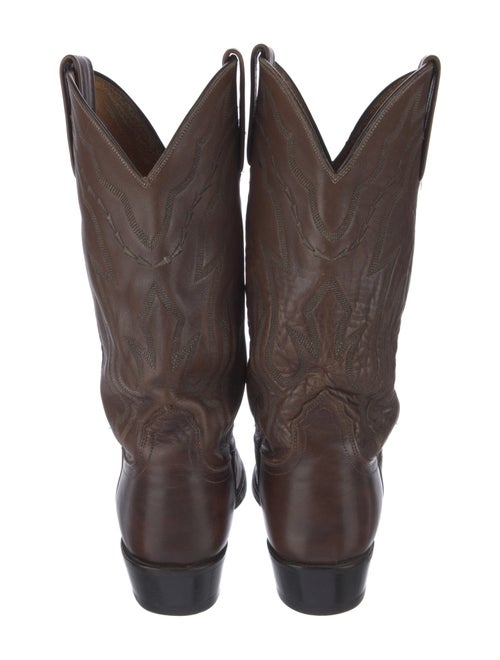 Lucchese Leather Embroidered Accent Western Boots
