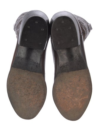 Lucchese Leather Embroidered Accent Western Boots