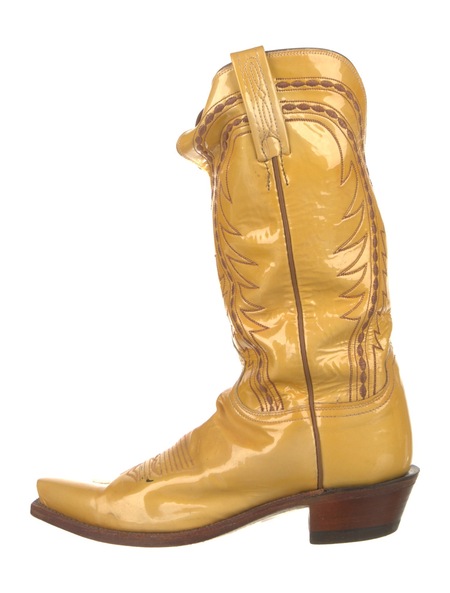 Lucchese Patent Leather Printed Combat Boots