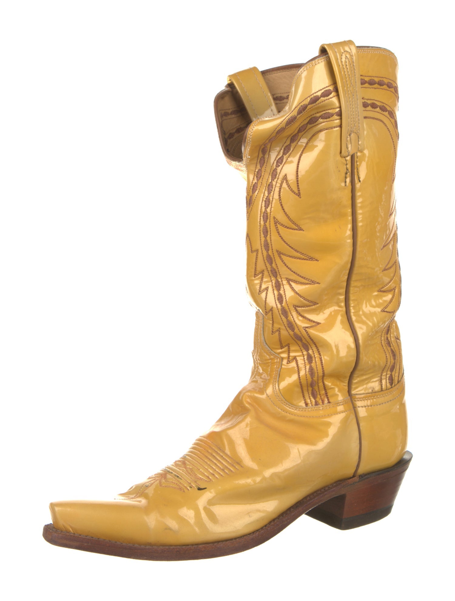 Lucchese Patent Leather Printed Combat Boots