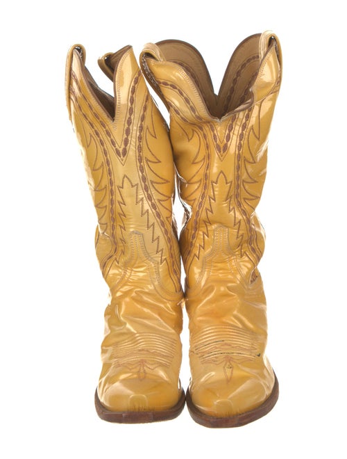 Lucchese Patent Leather Printed Combat Boots
