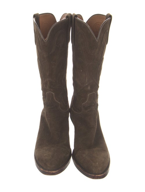 Lucchese Leather Embroidered Accent Western Boots
