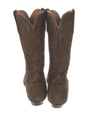 Lucchese Leather Embroidered Accent Western Boots