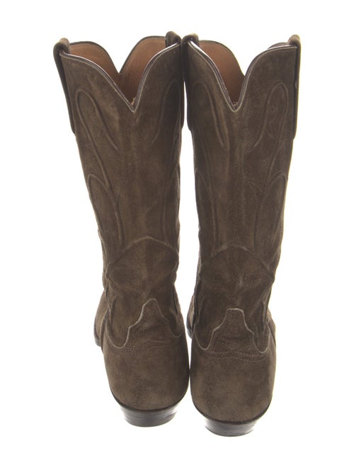 Lucchese Leather Embroidered Accent Western Boots