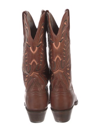 Lucchese Leather Embroidered Accent Western Boots