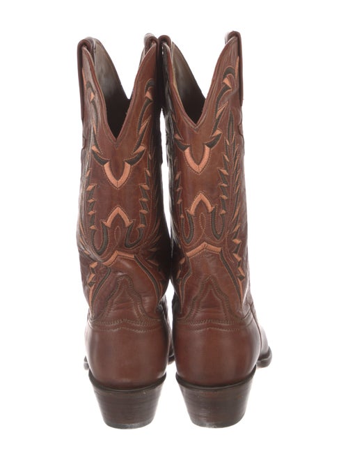 Lucchese Leather Embroidered Accent Western Boots