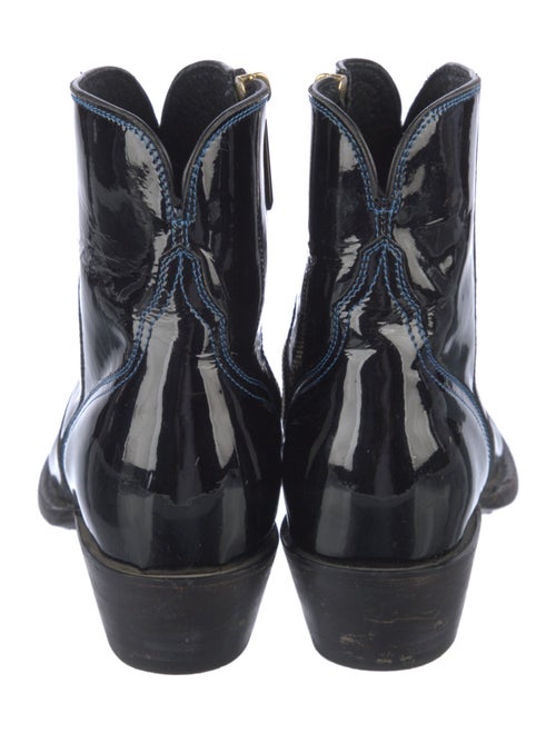 Lucchese Patent Leather Embroidered Accent Western Boots