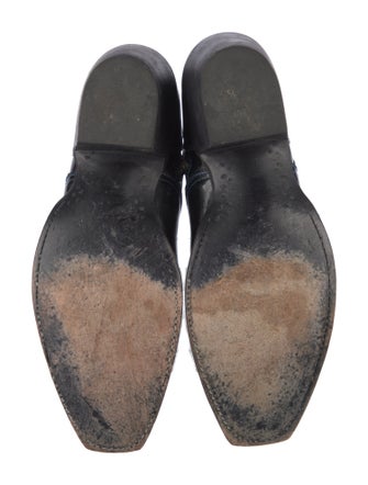 Lucchese Patent Leather Embroidered Accent Western Boots