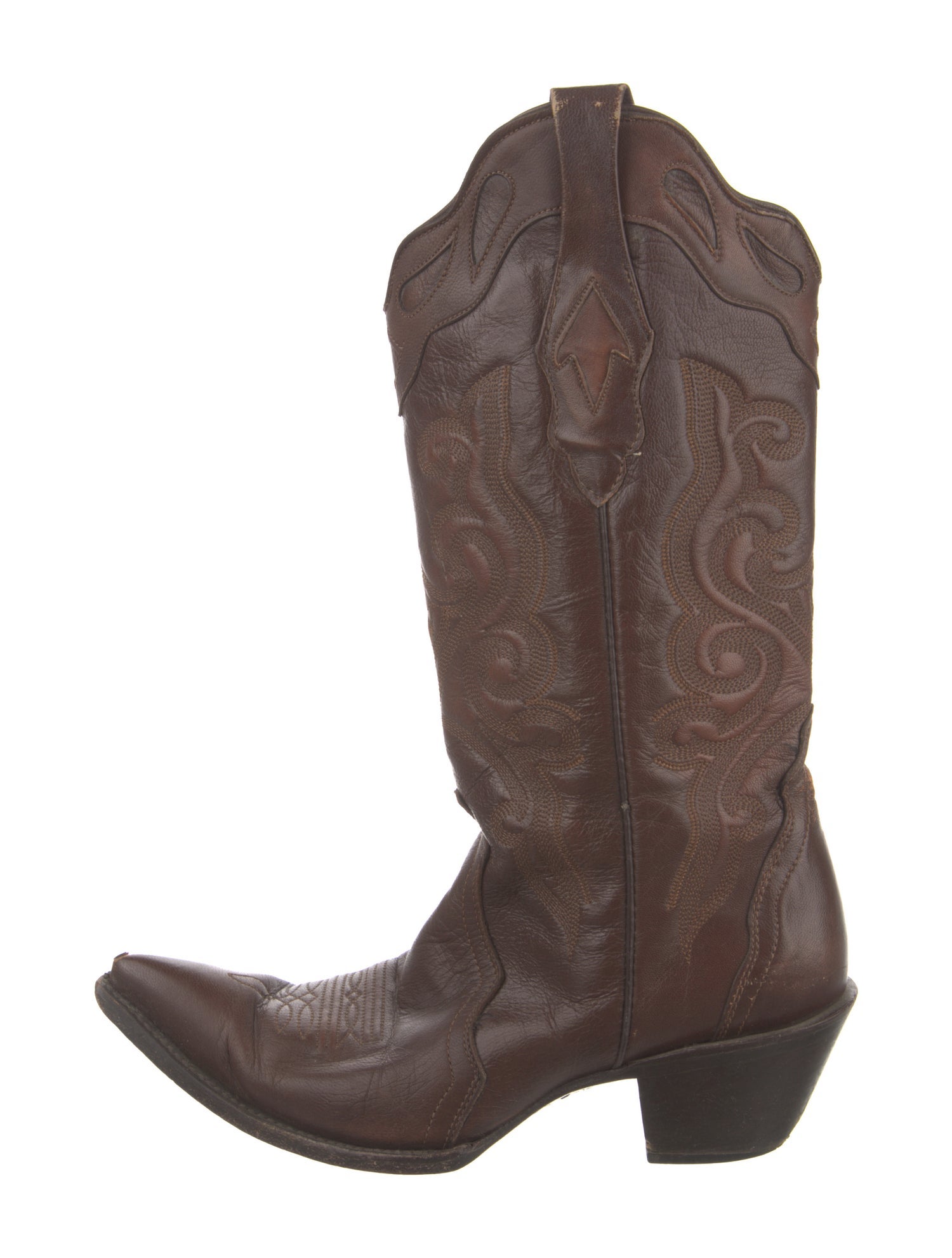 Lucchese Leather Floral Print Western Boots