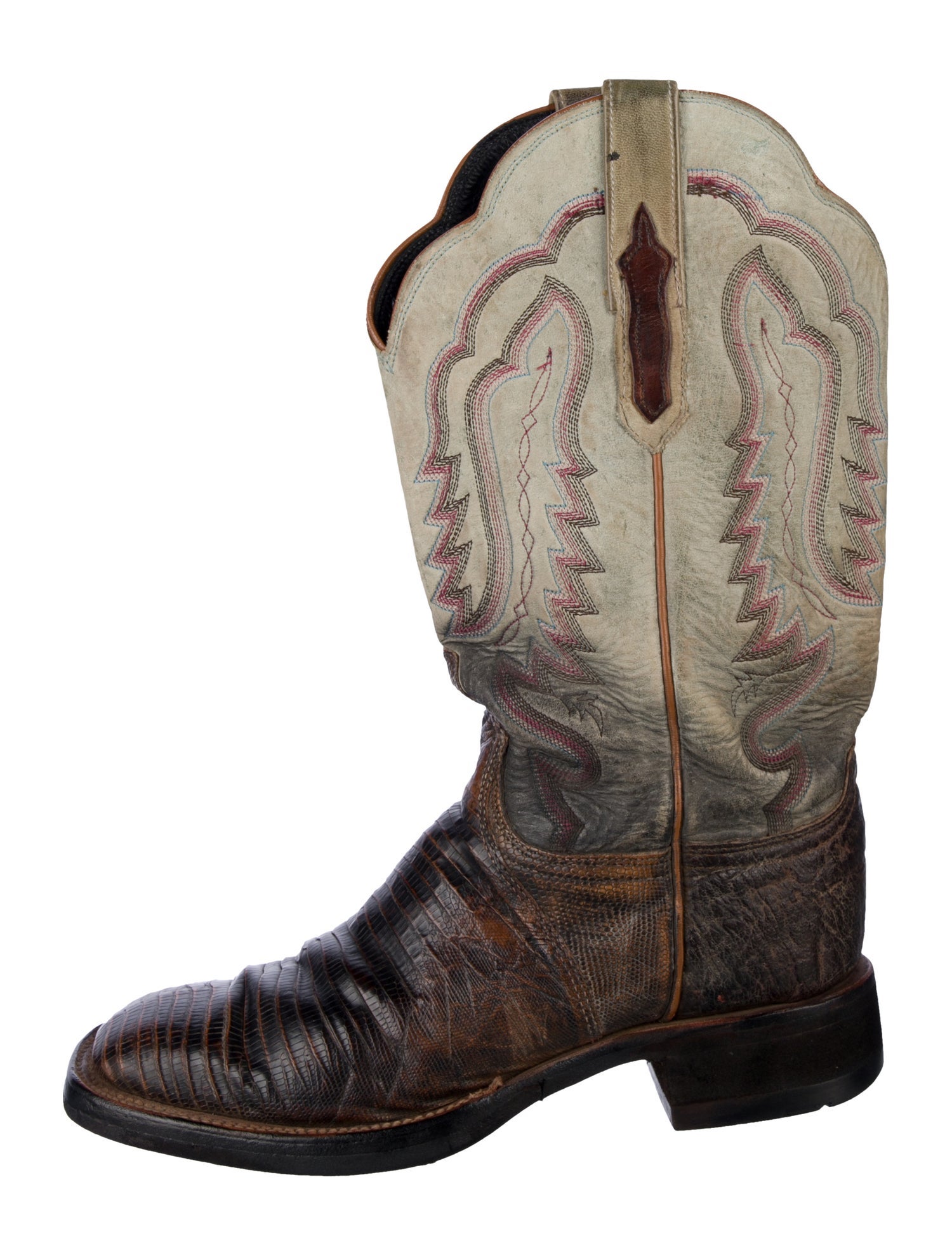 Lucchese Leather Tie-Dye Print Western Boots