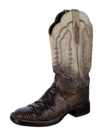 Lucchese Leather Tie-Dye Print Western Boots