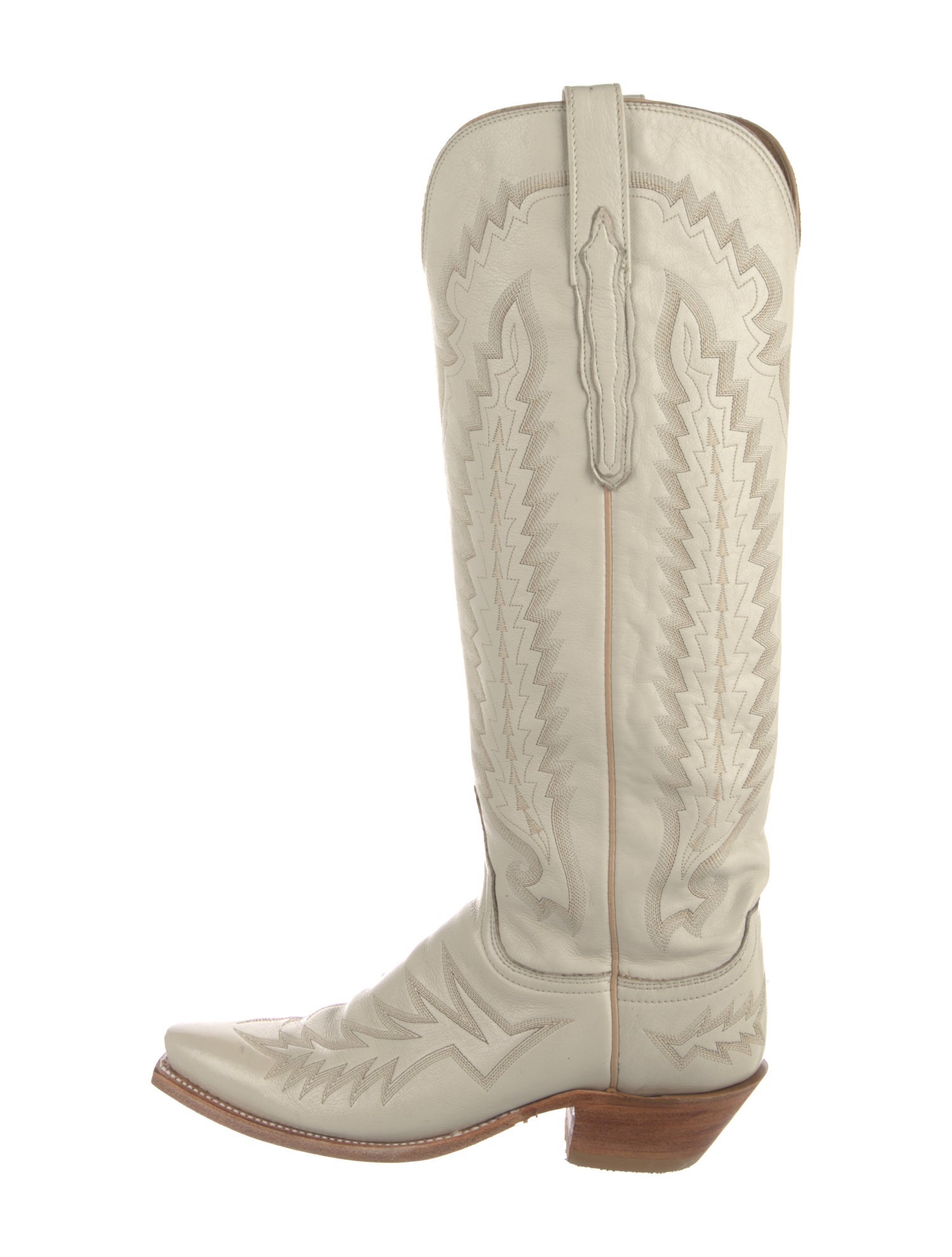 Lucchese Leather Embroidered Accent Riding Boots