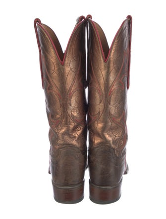 Lucchese Leather Embroidered Accent Western Boots