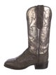 Lucchese Leather Embroidered Accent Western Boots