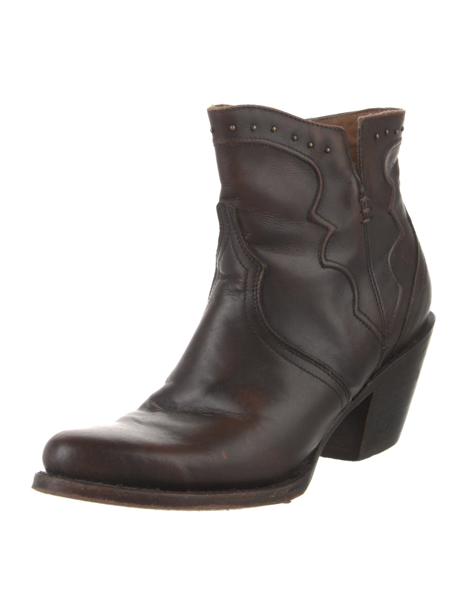 Lucchese Leather Studded Accents Western Boots