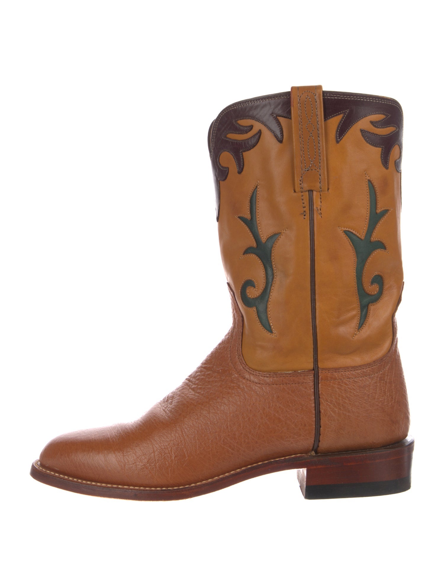 Lucchese Leather Graphic Print Combat Boots