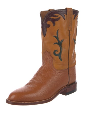 Lucchese Leather Graphic Print Combat Boots