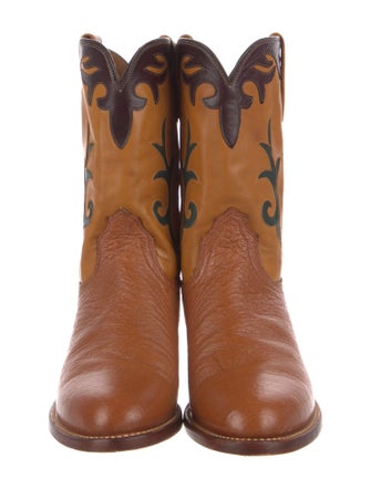 Lucchese Leather Graphic Print Combat Boots
