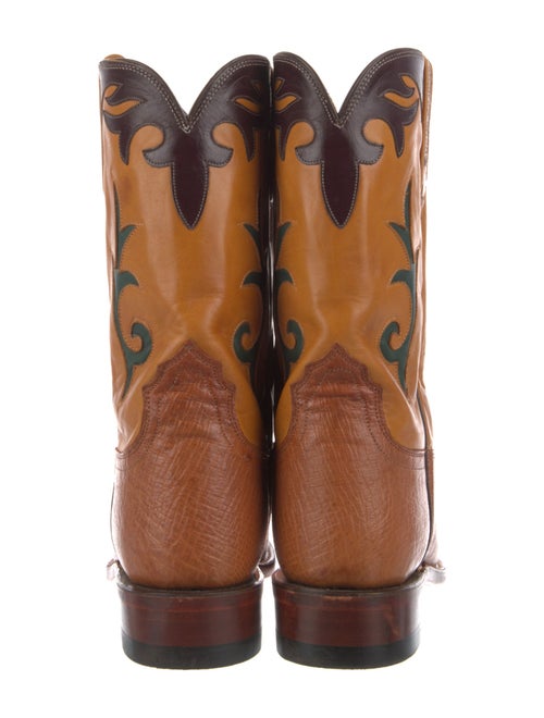 Lucchese Leather Graphic Print Combat Boots