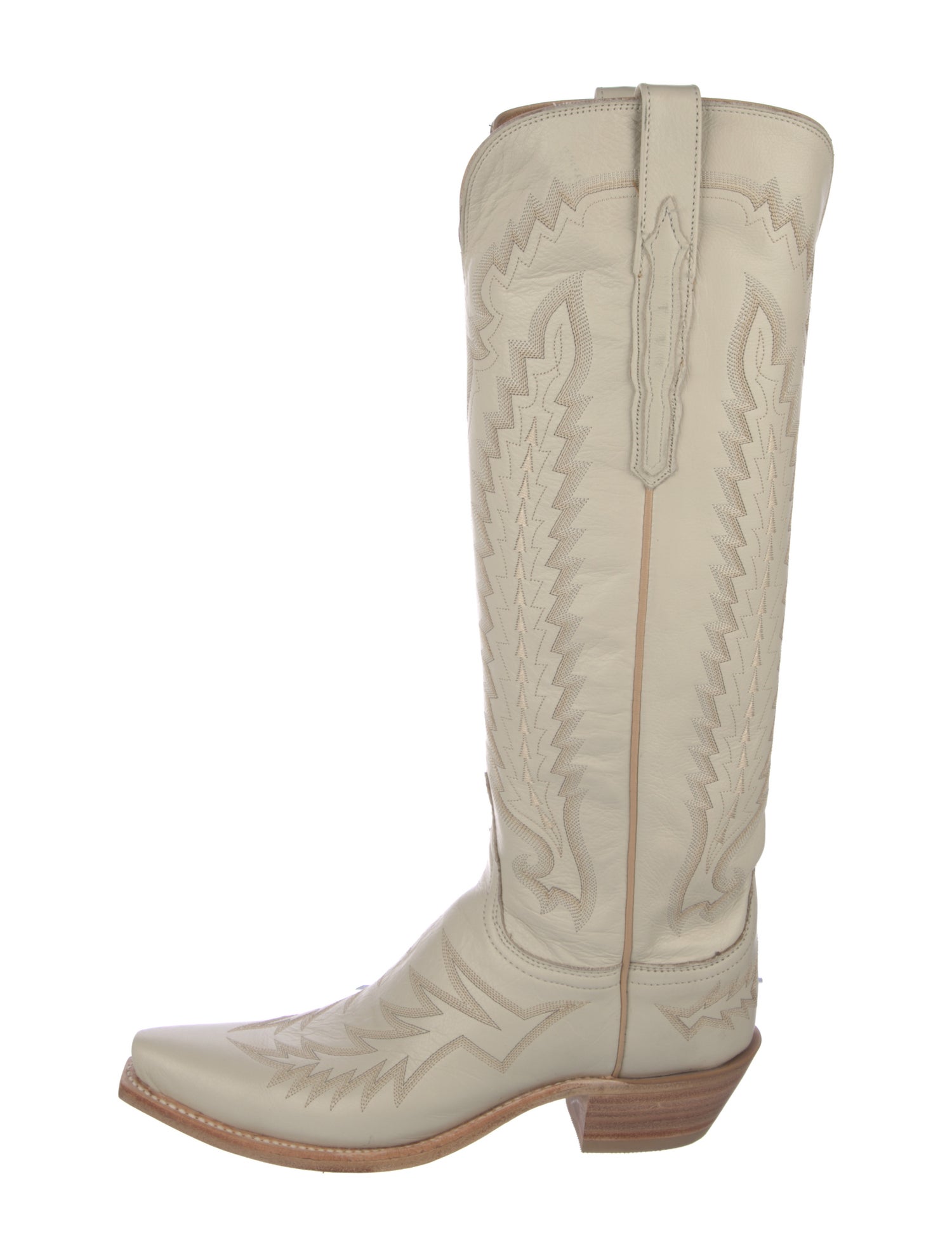 Lucchese Leather Embroidered Accent Western Boots