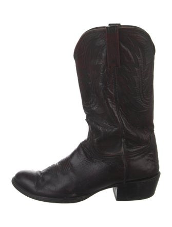 Lucchese Leather Embroidered Accent Western Boots