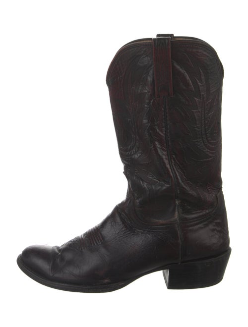 Lucchese Leather Embroidered Accent Western Boots