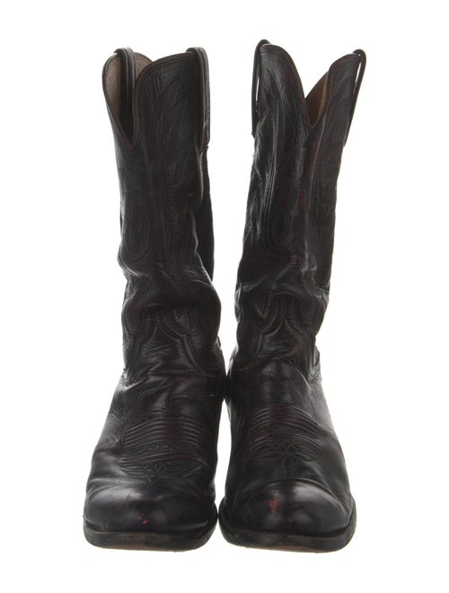 Lucchese Leather Embroidered Accent Western Boots