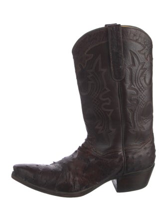 Lucchese Ostrich Embroidered Accent Western Boots