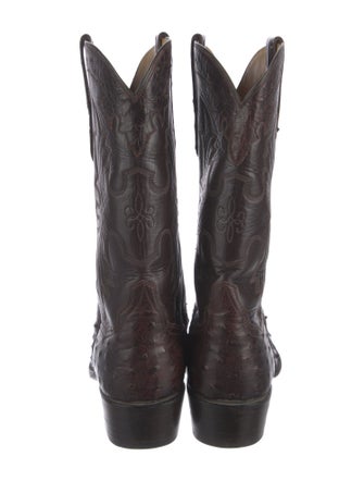 Lucchese Ostrich Embroidered Accent Western Boots