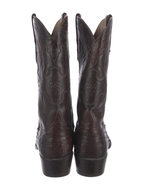 Lucchese Ostrich Embroidered Accent Western Boots